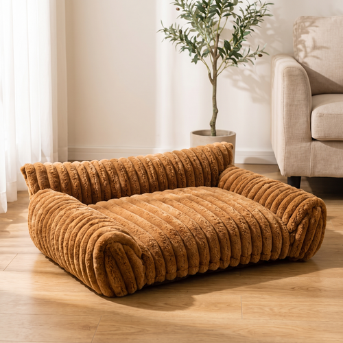Fluffy Cloud Pet Sofa Bed on an oak floor in a living room