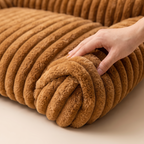 Close up of the chunky ribbed faux fur on the Fluffy Cloud Pet Sofa Bed